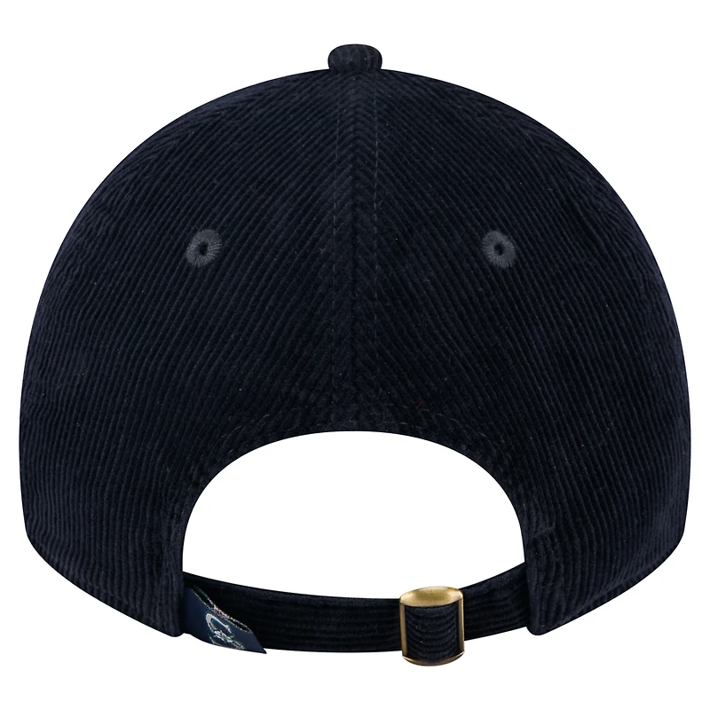 Casquette ajustable en velours côtelé 9TWENTY bleu marine des Seattle Mariners de New Era pour femme