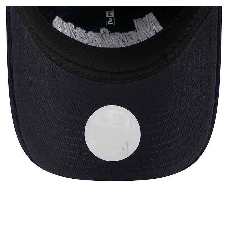 Casquette ajustable en velours côtelé 9TWENTY bleu marine des Seattle Mariners de New Era pour femme