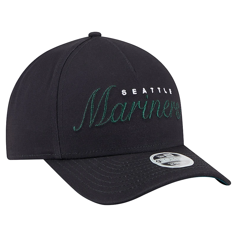 Women's New Era Navy Seattle Mariners Metallic A-Frame 9FORTY Adjustable Hat