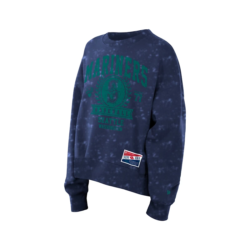 Women's New Era  Navy Seattle Mariners Throwback Oversized Boxy Sweatshirt
