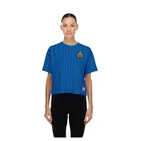 Women's New Era  Royal Seattle Mariners City Connect Throwback Meshback Pinstripe Boxy T-Shirt