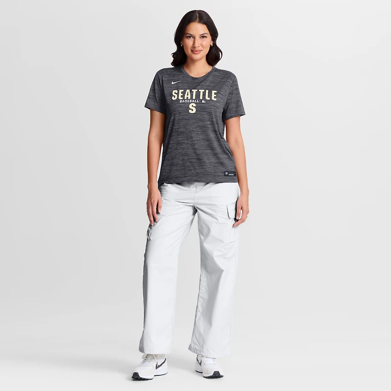 Women's Nike Black Seattle Mariners Authentic Collection Alternate Logo Velocity Dri-FIT T-Shirt
