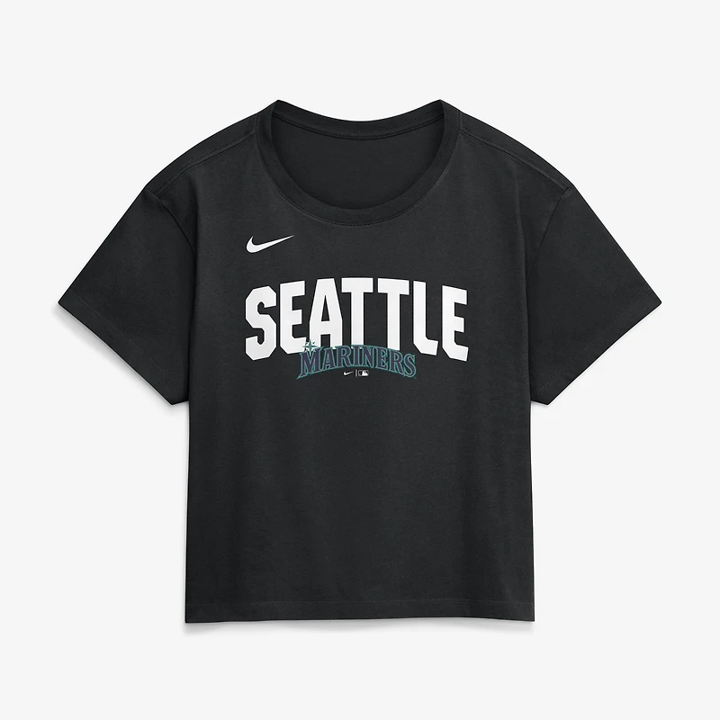 Women's Nike Black Seattle Mariners Mod Cropped T-Shirt