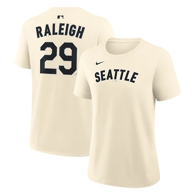 Women's Nike Cal Raleigh Natural Seattle Mariners Name & Number T-Shirt