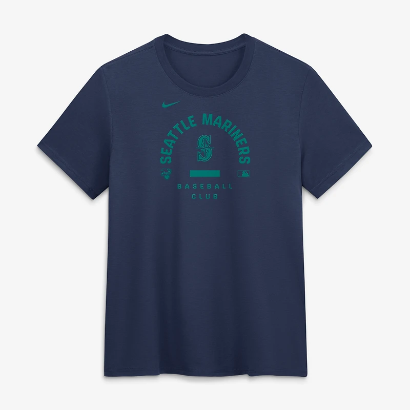 T-shirt Nike Dri-FIT Early Work pour femme, collection authentique Seattle Mariners, bleu marine
