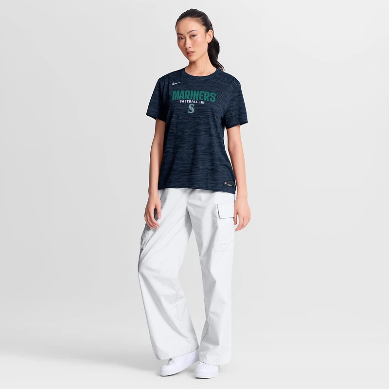 T-shirt Nike Velocity Dri-FIT pour femme, collection authentique Seattle Mariners, bleu marine