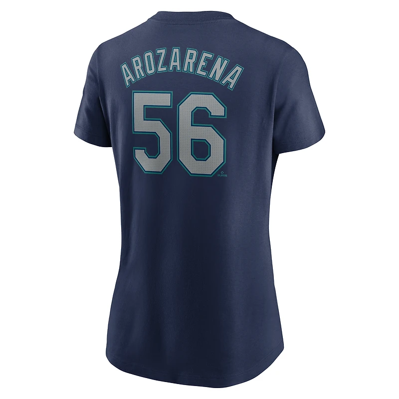 T-shirt avec nom et numéro Nike Randy Arozarena pour femmes, bleu marine, Seattle Mariners Fuse