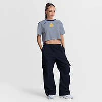 Women's Nike Royal/Cream Seattle Mariners Cooperstown Collection Striped Cropped T-Shirt