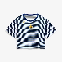 T-shirt court rayé Nike Royal/Crème Seattle Mariners Cooperstown Collection pour femme