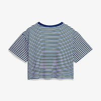 Women's Nike Royal/Cream Seattle Mariners Cooperstown Collection Striped Cropped T-Shirt