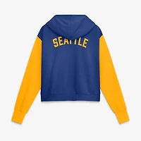 Women's Nike Royal/Gold Seattle Mariners Cooperstown Collection Cropped Full-Zip Hoodie