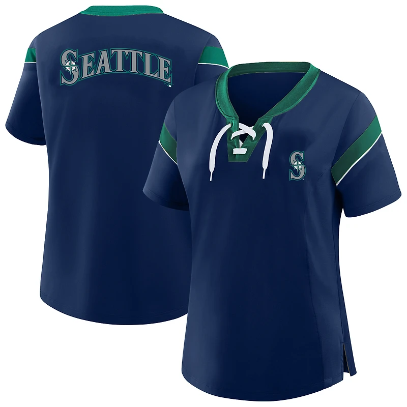 Profil femme - T-shirt à lacets Seattle Mariners bleu marine grande taille
