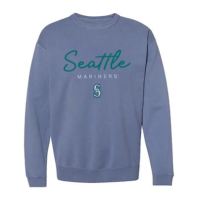 Sweat-shirt à col rond bleu doux comme un raisin pour femme, Seattle Mariners, teinture pigmentaire