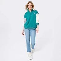 Women's Terez  Teal Seattle Mariners Colorblock Quarter-Zip Pullover