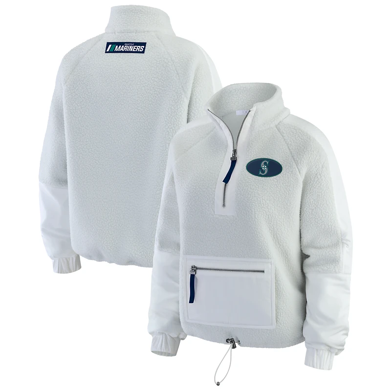Women's WEAR by Erin Andrews Gray Seattle Mariners Polar Fleece Quarter-Zip Jacket