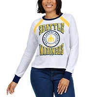 Women's WEAR by Erin Andrews White Seattle Mariners Raglan Long Sleeve T-Shirt