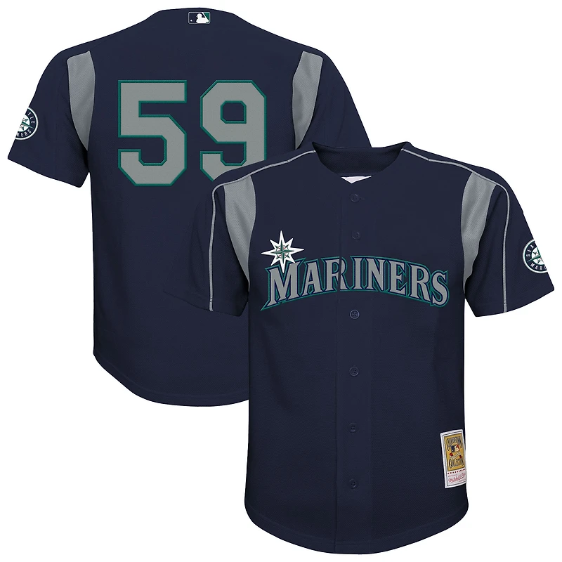 Youth Mitchell & Ness Felix Hernandez Navy Seattle Mariners Mesh Batting Practice Jersey