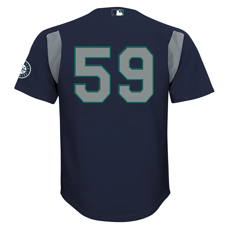 Maillot d'entraînement au bâton en maille bleu marine des Mariners de Seattle pour jeunes Mitchell & Ness Felix Hernandez