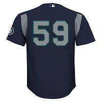Maillot d'entraînement au bâton en maille bleu marine des Mariners de Seattle pour jeunes Mitchell & Ness Felix Hernandez