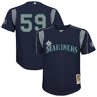 Youth Mitchell & Ness Felix Hernandez Navy Seattle Mariners Mesh Batting Practice Jersey