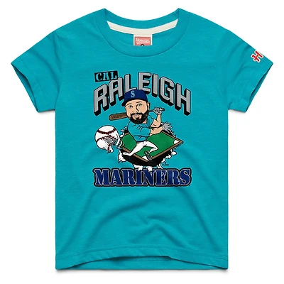 Youth Homage Cal Raleigh Teal Seattle Mariners Caricature Tri-Blend T-Shirt