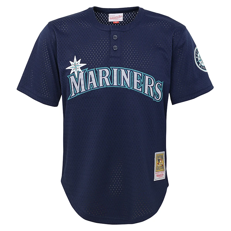 Maillot d'entraînement au bâton en maille pour jeunes Mitchell & Ness Ichiro Suzuki Navy Seattle Mariners Cooperstown Collection