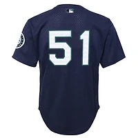 Maillot d'entraînement au bâton en maille pour jeunes Mitchell & Ness Ichiro Suzuki Navy Seattle Mariners Cooperstown Collection