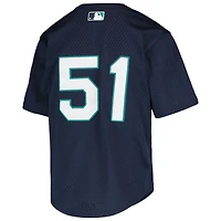 Jeunesse Mitchell & Ness Ichiro Suzuki Navy Seattle Mariners Cooperstown Collection Maillot d'entraînement au bâton en maille