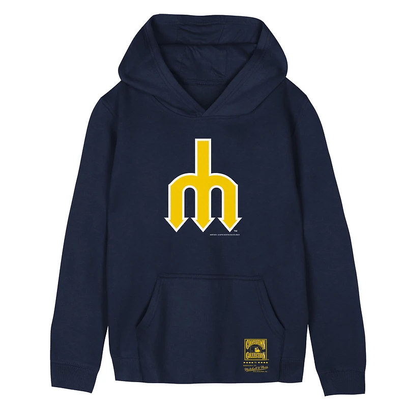 Youth Mitchell & Ness Navy Seattle Mariners Retro Logo Hoodie