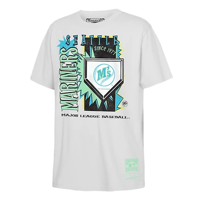 Youth Mitchell & Ness  White Seattle Mariners Cooperstown Neon Field Shock T-Shirt