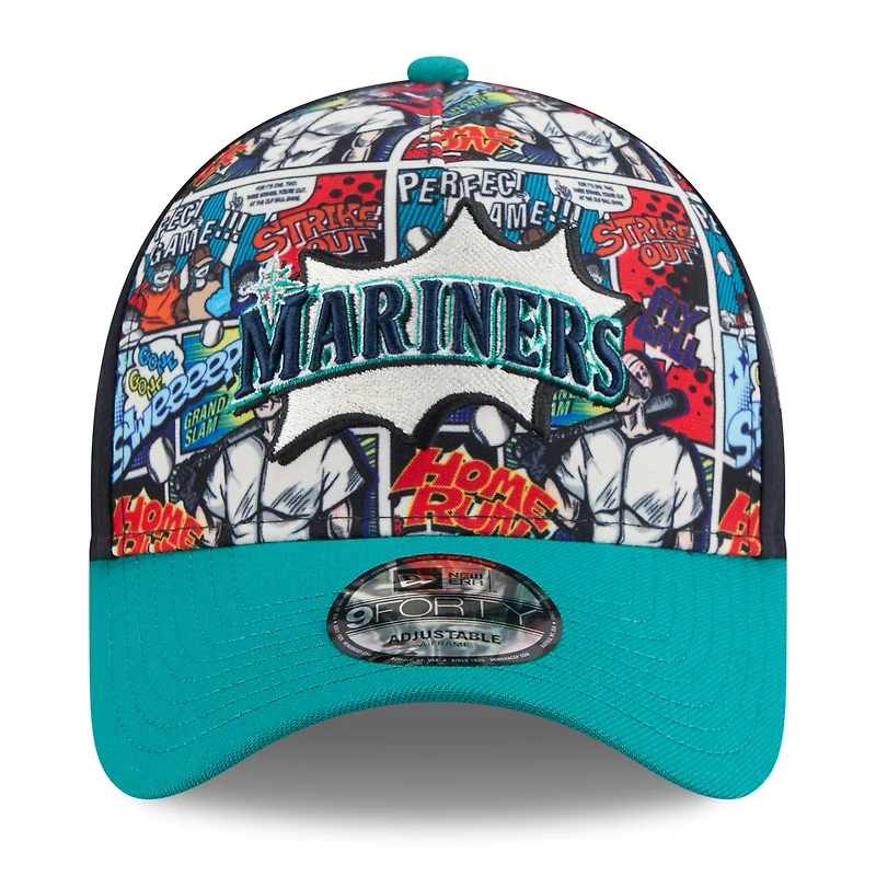 Youth New Era Navy/Teal Seattle Mariners 2025 MLB Diamond Hero Edition A-Frame 9FORTY Adjustable Hat