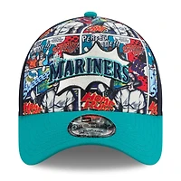 Youth New Era Navy/Teal Seattle Mariners 2025 MLB Diamond Hero Edition A-Frame 9FORTY Adjustable Hat