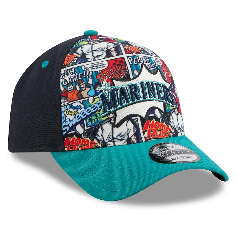Youth New Era Navy/Teal Seattle Mariners 2025 MLB Diamond Hero Edition A-Frame 9FORTY Adjustable Hat