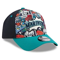 Youth New Era Navy/Teal Seattle Mariners 2025 MLB Diamond Hero Edition A-Frame 9FORTY Adjustable Hat