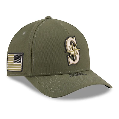 Youth New Era Olive Seattle Mariners 2026 Armed Forces Day 9FORTY M-Crown Adjustable Hat