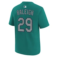 Youth Nike Cal Raleigh Teal Seattle Mariners Name & Number T-Shirt
