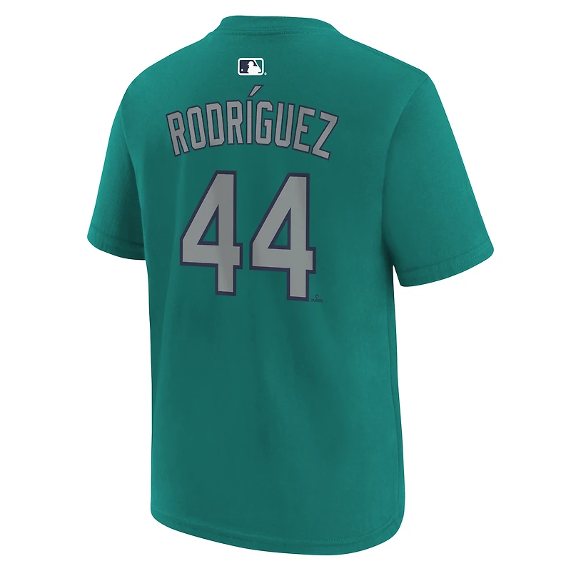 T-shirt Nike pour enfant Julio Rodríguez bleu sarcelle Seattle Mariners avec nom et numéro