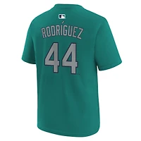 T-shirt Nike pour enfant Julio Rodríguez bleu sarcelle Seattle Mariners avec nom et numéro