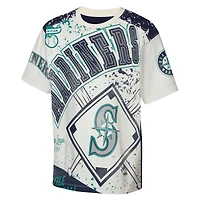 T-shirt Outerstuff Cream Youth Seattle Mariners Big League Top Player Bold All-Over Print