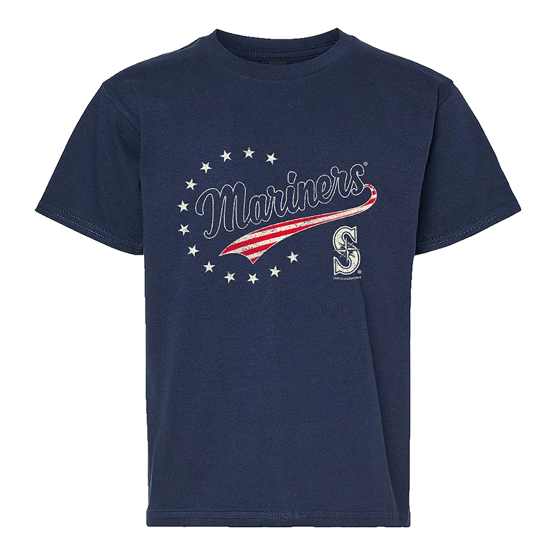 Youth Soft as a Grape Navy Seattle Mariners Americana T-Shirt