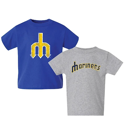 Ensemble de 2 t-shirts Seattle Mariners Cooperstown pour jeunes, couleur bleu roi/gris chiné