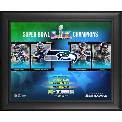 Collage encadré 33 x 41 cm « En route vers le Super Bowl » des Seahawks de Seattle, champions du Super Bowl LX