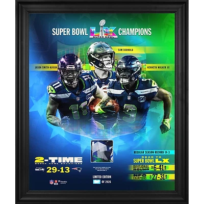 Seattle Seahawks Super Bowl LX Champions Framed 20" x 24" Collage with Game-Used Confetti - Limited Edition of 2026