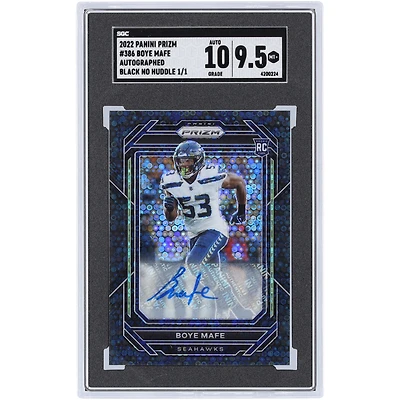Carte de recrue Panini Prizm #386 #1/1 SGC authentifiée 9,5/10 2022 No Huddle Prizm #386 #1/1 SGC autographiée par Boye Mafe Seattle Seahawks