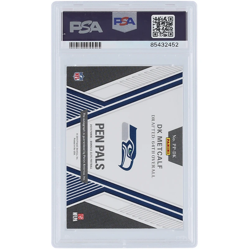 Carte de recrue authentifiée DK Metcalf des Seattle Seahawks 2019 Panini Donruss Elite Pen Pals #PP-DK PSA 9