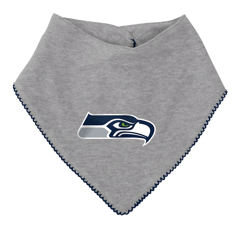 Girls Newborn & Infant College Navy/Heathered Gray Seattle Seahawks All The Love Bodysuit Bib Booties Set