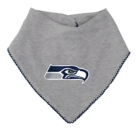 Girls Newborn & Infant College Navy/Heathered Gray Seattle Seahawks All The Love Bodysuit Bib Booties Set