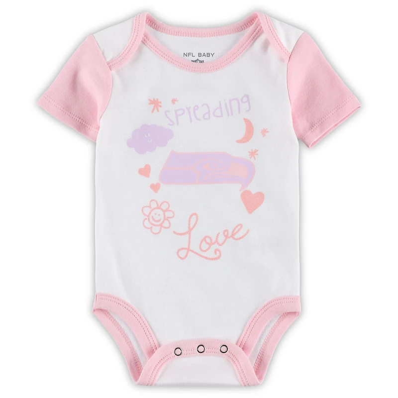 Girls Newborn & Infant White Seattle Seahawks Spreading Love Bodysuit and Tutu Leggings Set