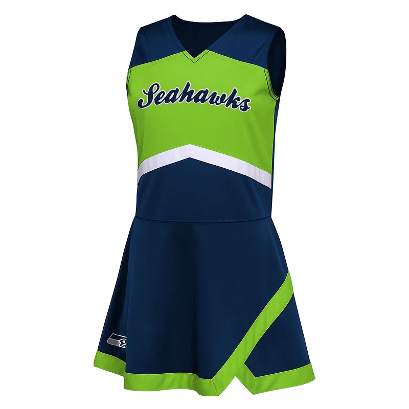 Filles préscolaire Marine Seattle Seahawks deux pièces Cheer Captain Jumper Dress avec Bloomer Set