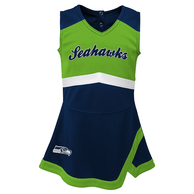 Filles préscolaire Marine Seattle Seahawks deux pièces Cheer Captain Jumper Dress avec Bloomer Set